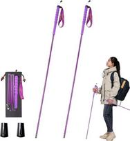 Okhealing didelio stiprumo anglies pluošto trekingo lazdos, 1 pora, sulankstomos į 5 dalis, lengvos ir tvirtos, sąnarių apsauga, tinkamos žygiams, trekingui ir alpinizmui (violetinės, 130)