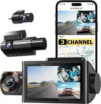 WOLFBOX i07 trijų kanalų automobilinis vaizdo registratorius 4K su Wi-Fi, GPS ir 3 col. LCD