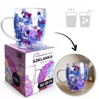 Eu Sandelis Dvigubo stiklo puodelis su įspūdingomis gėlėmis viduje 300ml 1vnt SZK214