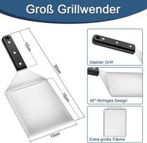 Herogo grilio mentelių rinkinys, 2 vnt., nerūdijančio plieno planča mentelė ir didelė grilio mentelė mėsainiams, teppanyaki, bbq priedai, dovanos vyrams, galima plauti indaplovėje - abs plastikinė rankena