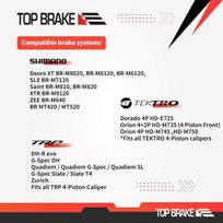 Top brake diskiniai stabdžių kaladėlės dviračiams, suderinamos su Shimano 4-ių stūmoklių Saint Br M810 M820, Deore Xt M8020 M8120, Tektro, Trp | Mtb emtb downhill trail all mountain enduro race cycling