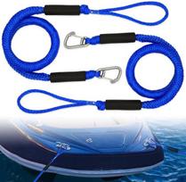 Ikalula 2 bungee švartavimo lynų rinkinys, švartavimo virvė su kabliukais, švartavimo virvė valtims, prieplaukai, bungee švartavimo pavadėlis su karabinu valtims, baidarėms, vandens motociklams, pontonams, kanojai (mėlyna)