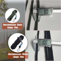 Piosrtrrr virvė 10 mm / 30 m, virvė su karabinu magnetinei žvejybai, hamakui, laukui, juoda