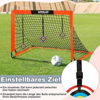 Catchluck futbolo vartai sodui, skirti vaikams, iššokantys futbolo vartai, 2 vnt. rinkinys su kamuoliu, 6 futbolo kūgiais, 8 U formos žemės vinimis ir nešiojimo krepšiu