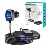 Greitas automobilinis įkroviklis su 3 Usb ir 2 C tipo jungtimis