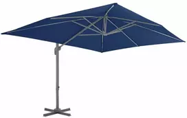 Gembinis sodo skėtis su aliuminio stulpu, mėlynas, 4x3m