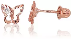 Diamond Sky Jewelry Auksiniai auskarai-vinukai su cirkoniais „Auksinis Drugelis XII“
