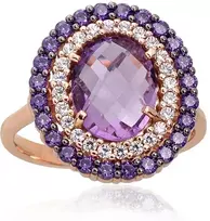 Diamond Sky Jewelry Auksinis žiedas su cirkoniais ir ametistais „Morrigan XIV“