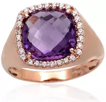 Diamond Sky Jewelry Auksinis žiedas su cirkoniais ir ametistais „Morrigan IX“
