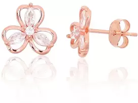 Diamond Sky Jewelry Vaikiški sidabriniai auskarai-vinukai su cirkoniais „Auksinė Gėlė V“