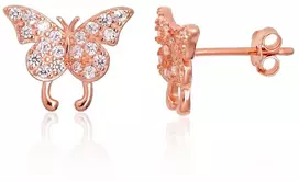 Diamond Sky Jewelry Vaikiški sidabriniai auskarai-vinukai su cirkoniais „Auksinis Drugelis“