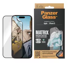 PanzerGlass MATRIX ekrano apsauga su D3O, skirta iPhone 15 | Ultra-Wide Fit su AlignerKit