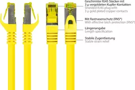 GoodConnections 40m Cat.7 S/FTP PiMF halogen-free RJ45 komutacinis kabelis su fiksatoriaus apsauga, geltonas 8070R-400Y