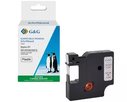 G&G suderinama Dymo D1 etikečių juosta 12mm x 7m raudona ant permatomos (45012/S0720520) 5DY45012-TD