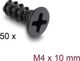 Delock ventiliatoriaus varžtai M4 x 10 mm, 50 vienetų, juodi, 60988