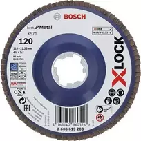 Bosch Accessories 2608619208 X-LOCK pluoštinis diskas Ø 115 mm, grūdėtumas 120, cirkonio aliuminio oksidas, nerūdijančiam plienui