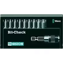 Wera 05056164001 9 dalių Torx antgalių rinkinys su Rapidaptor laikikliu, 1/4 colio šešiabriaunis kotas, 25 mm antgaliai, TX8–TX40, Bit-Check dėklas