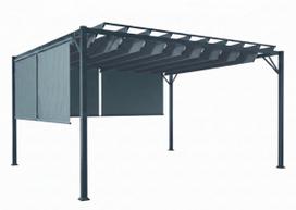 Bioklimatinė sodo pergola 3 × 4 m su slankiojančiu stogeliu ir 4 markizėmis
