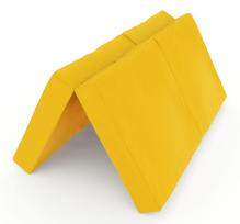 Sulankstomas gimnastikos čiužinys SANRO 100x100x10 cm geltonas (4 dalių)