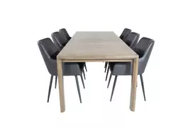 Prailginamas valgomojo stalas, 170 + 40 + 40cm + Comfort Valgomojo kėdė 2 vnt., juoda