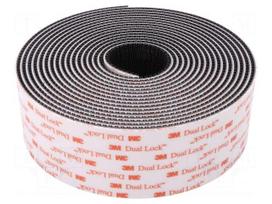 Tape: hook and loop | W: 50mm | L: 5m | Thk: 5700um | acrylic | black