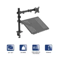 AK-MB-04 Monitor & Laptop Desk Mount, Gas Spring Arm, 10kg, VESA 75x75/100x100, 15-32 inch, Black