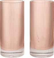 Ferm Living Aukštos stiklinės Ripple 480 ml, rožinės, 2 vnt.