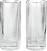 Ferm Living Aukštos stiklinės Ripple 480 ml, skaidrios, 2 vnt.