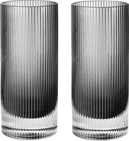 Ferm Living Aukštos stiklinės Ripple 480 ml, dūminės, 2 vnt.