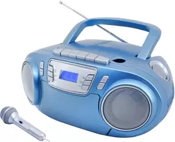 Radioodtwarzacz CD z mikrofonem zewnętrznym, złączem USB i efektem świetlnym Radio-CD soundmaster SCD5800BL UKW zawiera mikrofon niebieski