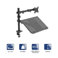„Akyga“ AK-MB-04 stalinis monitoriaus ir nešiojamojo kompiuterio laikiklis su reguliuojamu rankenėliu, 10 kg, VESA 75x75 mm / 100x100 mm, 15–32 colių