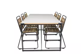 Texas Dining Table 200*100 - Black Alu / Teak / Grey Spray stone+Bois Dining Cha