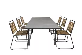 Levels Dining Table 160/240*90 - Black Alu / Grey Aintwood +Bois Dining Chair - Black Alu / Acacia_6