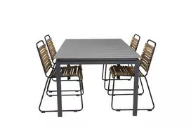 Levels Dining Table 160/240*90 - Black Alu / Grey Aintwood +Bois Dining Chair -
