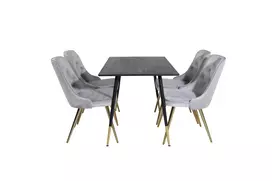 Dipp Dining Table - 120 cm - Black Veneer - Black Legs w. Brass dipp+Velvet D