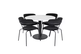 Estelle Dining Table round 106cm White marble / Black Legs - Arrow armchair - Black Legs - Black Velvet 4