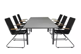 Levels Dining Table 160/240*90 - Black Alu / Grey Aintwood +Bois Armchair - Blac