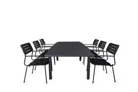 Marbella Table 160/240 - Black/Black+Nicke Dining chair w. armrest - Black Steel_6