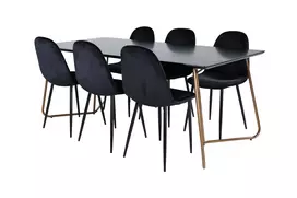 Petra Dining Table , Distressed Copper Black Veneer+Polar Dining Chair , Black legs Black Velvet (ers√§tter 19902,888)_6