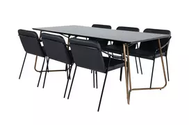 Petra Dining Table - Distressed Copper / Black Veneer+Tvist Chair - Black / Black PU_6