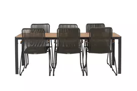 Break Diningtable Alumnium - Black / Nature Rectangular 90*200* +Bois Diningchair Steel - Black / Dark Grey Rope _6