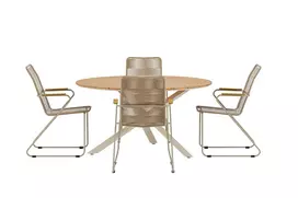 Mexico Table - Nature with 4 Bois Chair - Beige