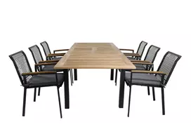 Panama Table 152/210 - Black/Teak+Dallas Dining Chair_6