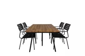Chan Dining Table - Black Steel / Acacia (teak look) - 200cm+Nicke Dining chair w. armrest - Black Steel_4
