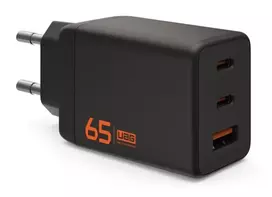 UAG SRGE 65W GaN sieninis įkroviklis - 2x USB-C, 1x USB-A, juodas