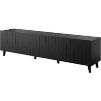 Cama Meble televizoriaus spintelė BARI 474101, 2000mm, 420mm, 520mm, 4 durys, 4 lentynos, matinis juodas, be rankenų
