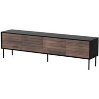 Cama Meble televizoriaus spintelė CORTINA 4D 490310, 2000x400x550 mm, 4 durelės, 2 lentynos, PUSH TO OPEN, juoda/riešutas