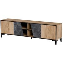 Cama Meble televizoriaus spintelė OVO 201300, 1800mm, 380mm, 530mm, 4 durelės, lentyna, ąžuolas, betonas