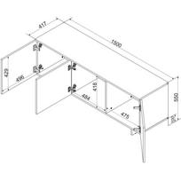 Cama Meble televizoriaus spintelė ALMA 400006, 1500mm, 415mm, 550mm, 3 durys, kašmyro spalva, matinis, medžio drožlių plokštė, MDF