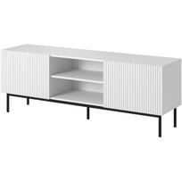 Cama Meble PAFOS TV15+S BI televizoriaus spintelė, 1500mm, 400mm, 600mm, 2 durys, 3 lentynos, balta, juodas plienas, matinis